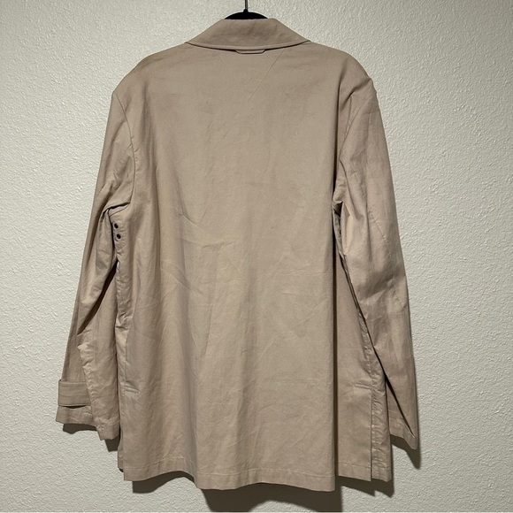 TOMMY HILFIGER Vintage 100% Cotton Business Man Trench Coat RARE Cream Tan Sz. L - Picture 4 of 11